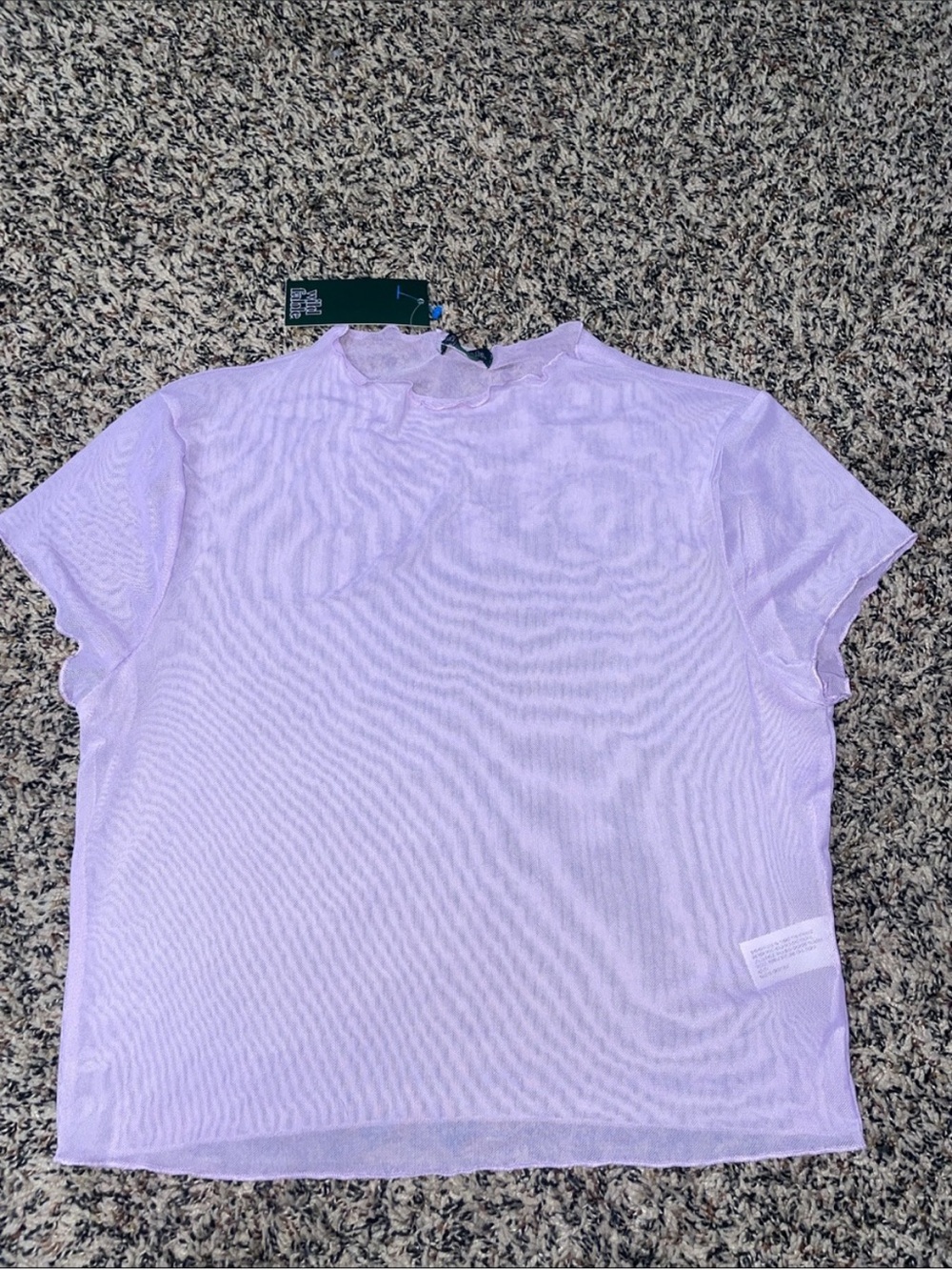 Wild Fable Sheer Ruffle Trim Lavender Short Sleeve Top Womanās L NWT